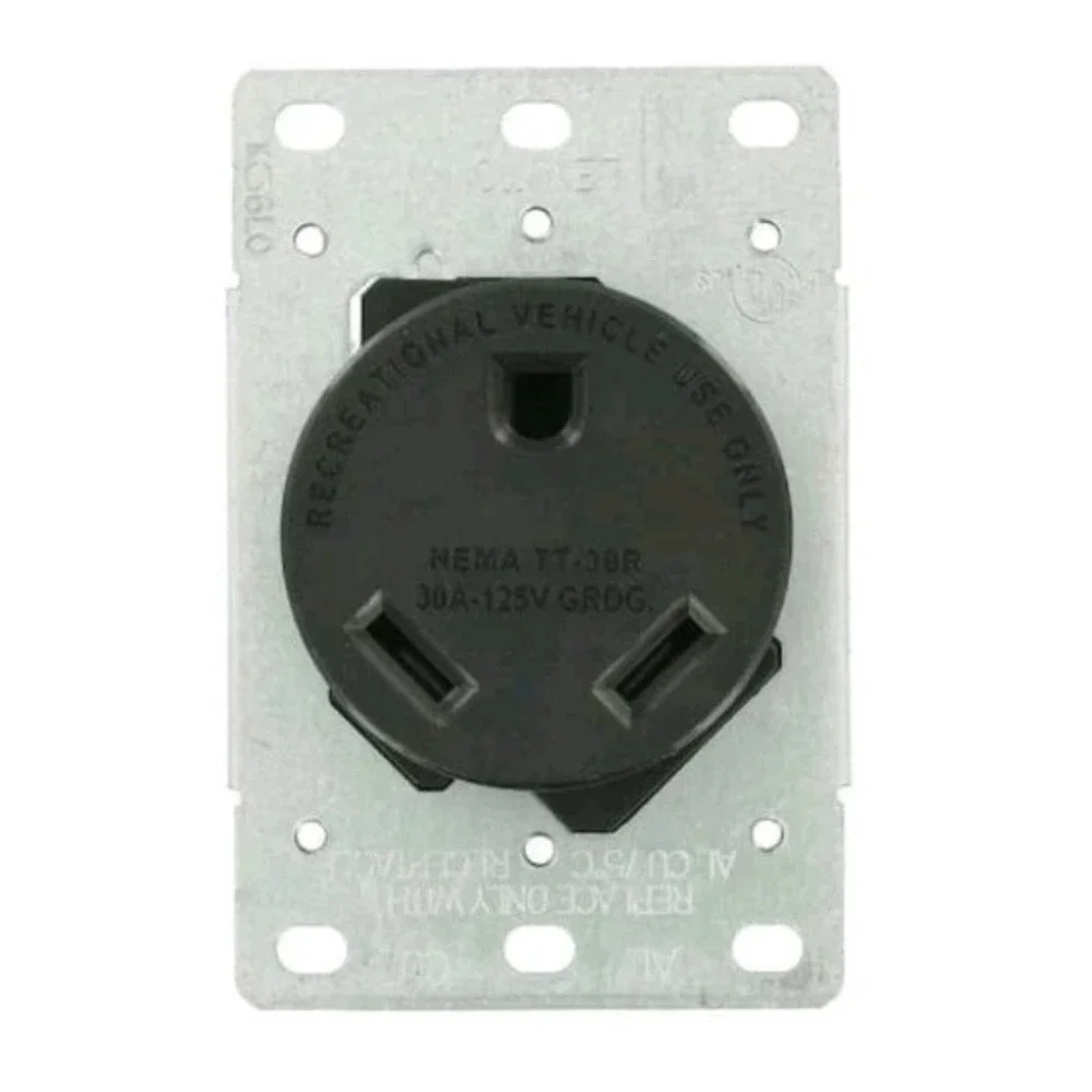 30 Amp Flush Mount Shallow Single Outlet, Black 7313-S00